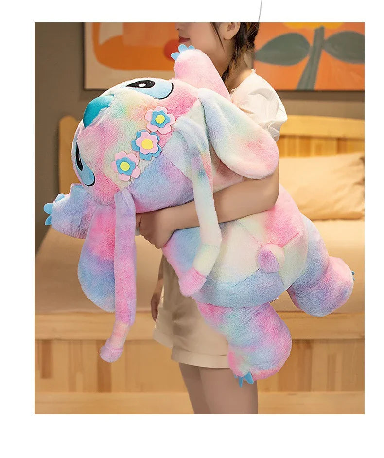 New Disney Lilo and Stitch Plush Toys Cartoon Anime Plushie Purple Pink Angel Dolls Pillow Soft Stuffed Xmas Gift for Children