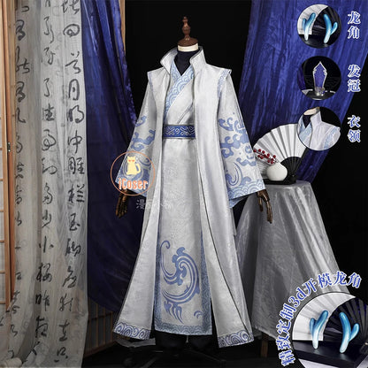 Anime Movies Nezha Aobing Cosplay Costume Wig Hanfu Uniform Horns Ao Bing Ancient Clothing Ne Zha 2 Halloween Carnival Women Men