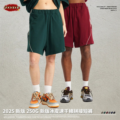 ZODF Fashion Men Summer 250gsm Patchwork Shorts Unisex High Street Loose Fit Quick Dry Sport Shorts Brand Streetwears HY1049