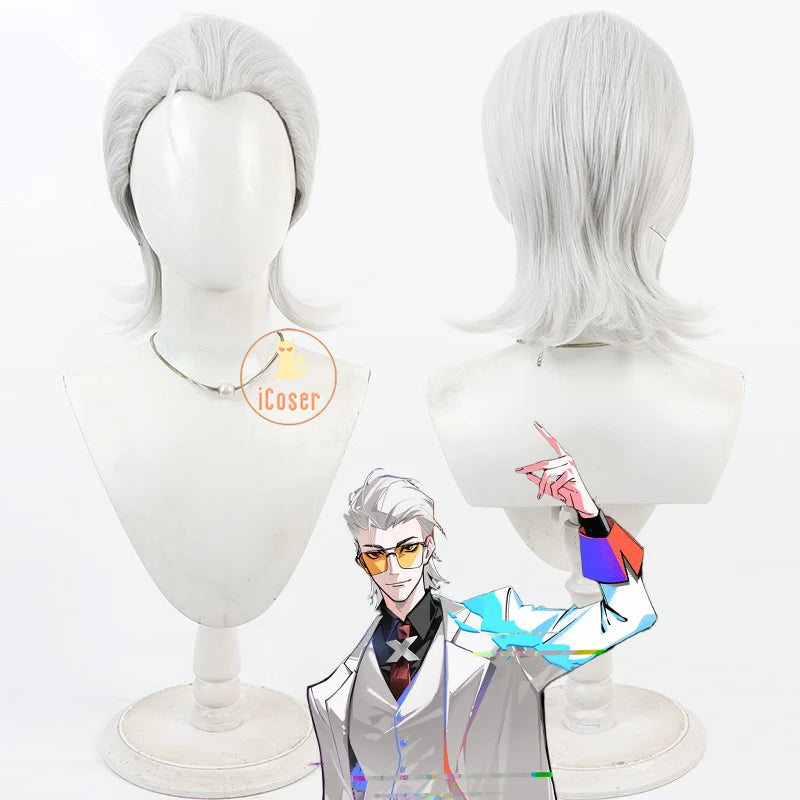 iCoser Anime To Be Hero X Cosplay Costume Wig Hero X Uniform White Suit Orange Glasses Tie Halloween Party for Women Men Props