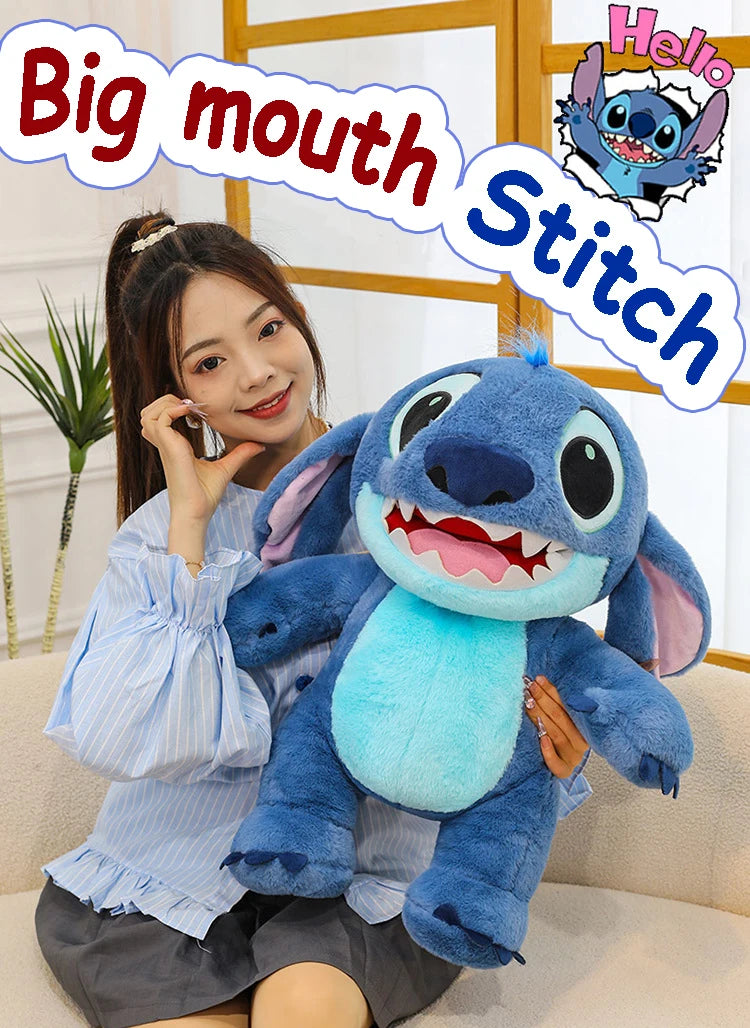 Disney Lilo & Stitch Plush Toys Kawaii Anime Plushie Dolls Open Mouth Stitch Soft Pillows Stuffed 30-60cm Gifts for Childrens