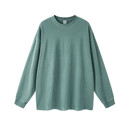 ZODF New Autumn Men's 260gsm 100% Cotton T Shirts Unisex Retro High Street Loose Washed Solid Tees Streetwears HY0376