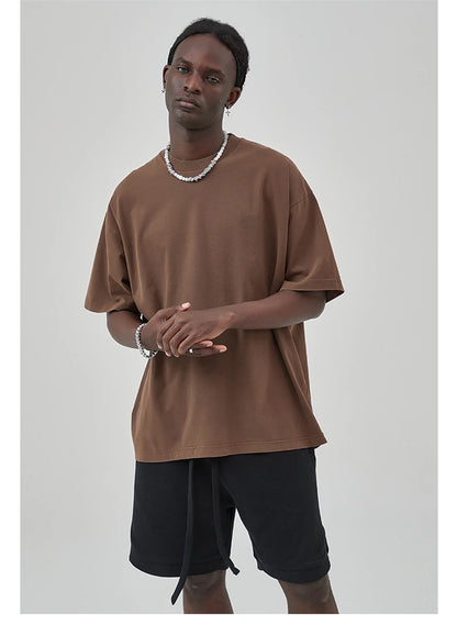 ZODF New Summer Solid Washed Cotton T-Shirts Streetwears For Men Unisex Retro High Street 275gsm Basic Tees Brand Tops HY0071