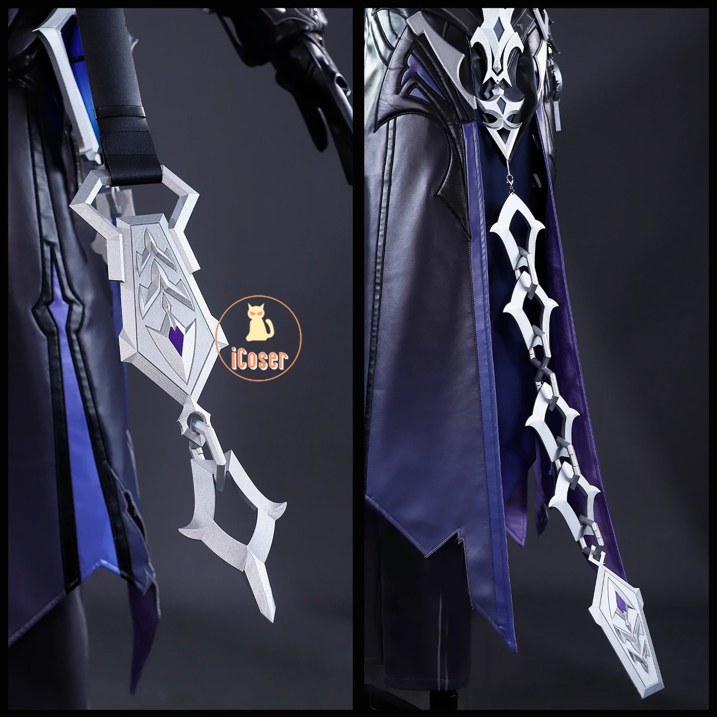 Genshin Impact Kyryll Chudomirovich Flins Cosplay Costume Wig Uniform Outfit Metal Accessory Halloween Party for Women Men Props