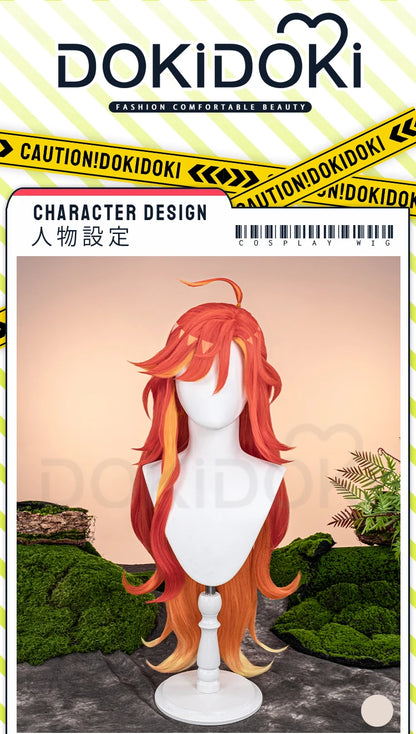 Mavuika Wig Game Genshin Impact DokiDoki Pyro Archon Women Long 110cm Luminous Wig Natlan Mavuika Glasses Ear Clips