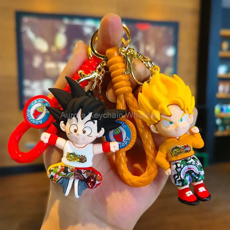 Anime One Piece Dragon Ball Keychain Luffy Sauron Nami Chopper Silicone Cute Car Keyring Pendant Toys Birthday Kids Toys Gifts