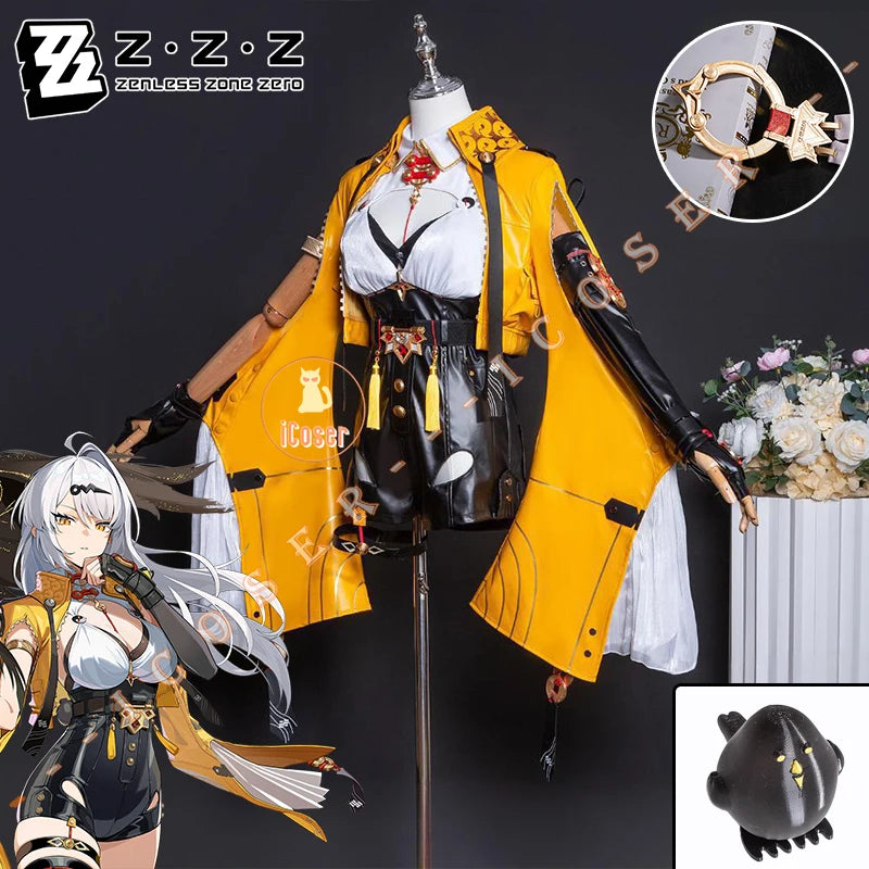 iCoser Zenless Zone Zero Yixuan Cosplay Costume Wig Uniform Headwear Bird Props Yunkui Summit Carnival Halloween Party for Women