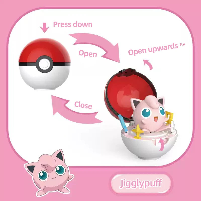 Original Pokemon Figure Pikachu Piplup Cubone Mimikyu Jigglypuff Cute Anime Ornament Pokeball Deforme Figurine Children Toy Gift