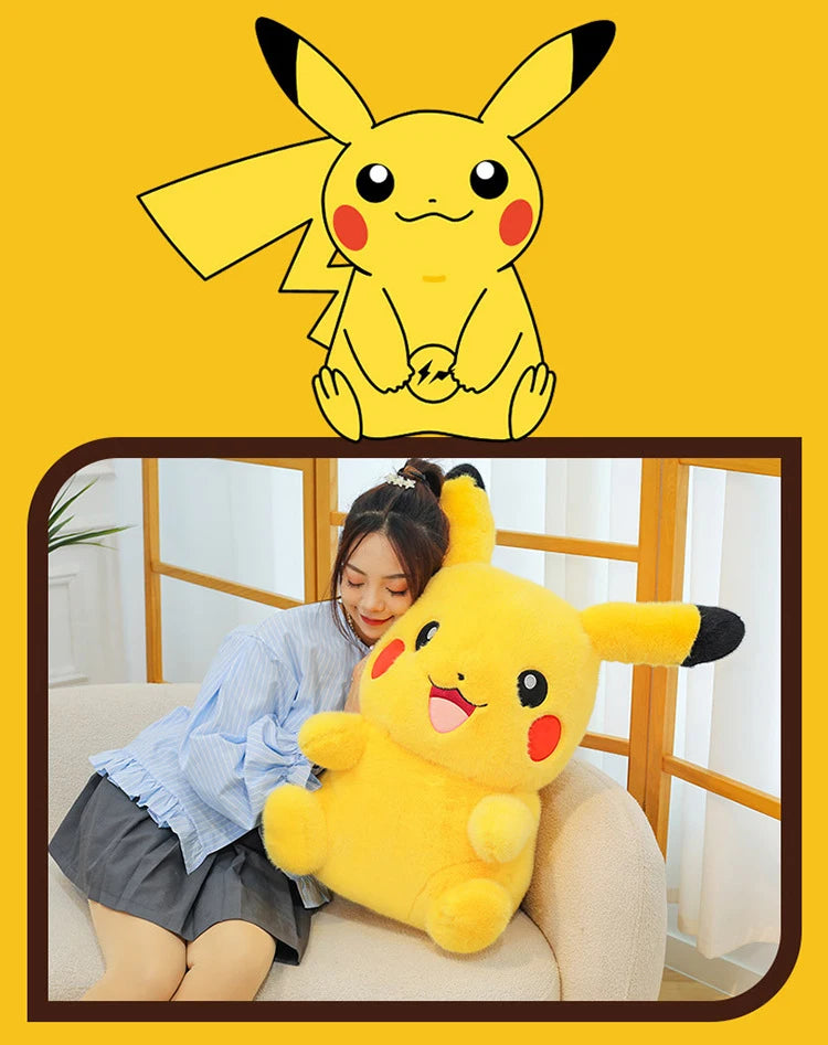 35/80cm Pokemon Plush Doll Pikachu Huge Rabbit Plush Pokémon Plushie  Anime Stuffed Toys Pikachued Soft Pillow Gift for Children