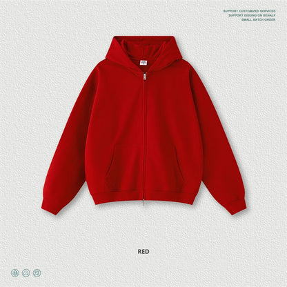 ZODF Trendy 2025 Heavy Weight 445gsm Zipper Hoodies For Man Unisex Casual Zip-up Hooded SweatShirts Coats HY1102