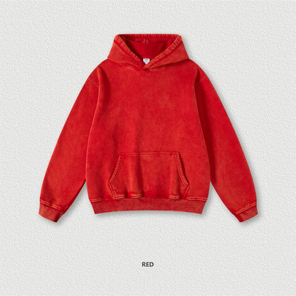 ZODF Winter Autum Men's Washed 400gsm Fleece Hoodies Unisex Couple Retro Oversized Ripped Hooded Sweatshirts Pullovers HY0652