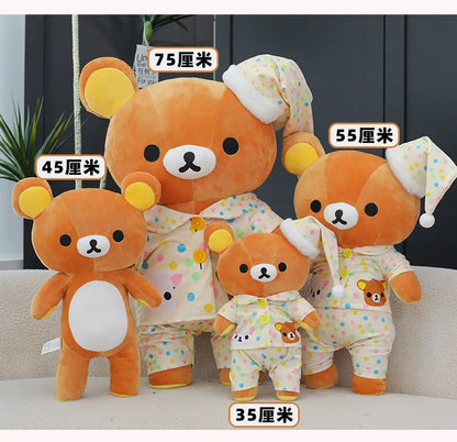 35/45/75cm Big Size Rilakkuma Kawaii Anime Plush Stuffed Doll Room Decorated Plushies Pajamas Bear Pillow Ornaments Holiday Gift