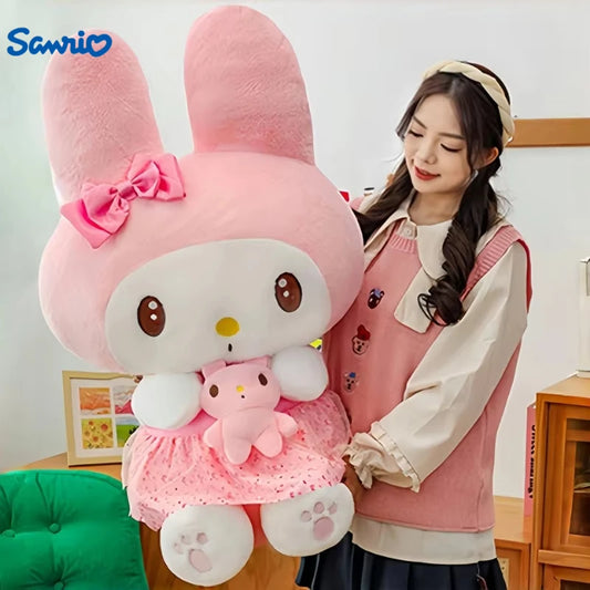 45/55/75CM Big Size Sanrio Hug A Bunny Kuromi My Melody Plushies Cartoon Anime Stuffed Children Toy Comfortable Soft Doll Gift