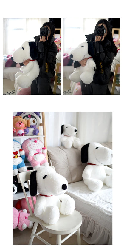 Cartoon Snoopy Plush Toy Stuffed Animal Black and White Dog Plushies Lovely Sitting Dog Doll Sofa Bed Room Decor Gifts Girl