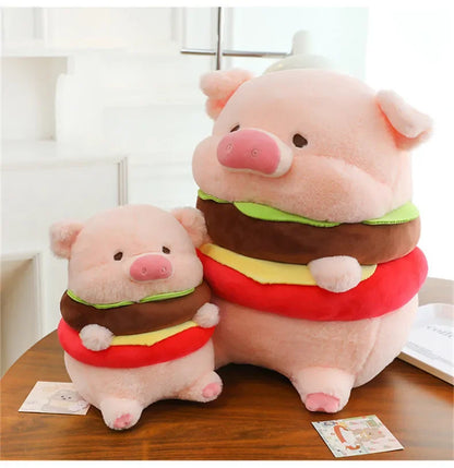 New 50cm Hamburger Pig Plush Toy Fluffty Kawaii Plushie Doll Simulation Pig Doll Anime Cute Stuffed Animals Soft Plush Gift