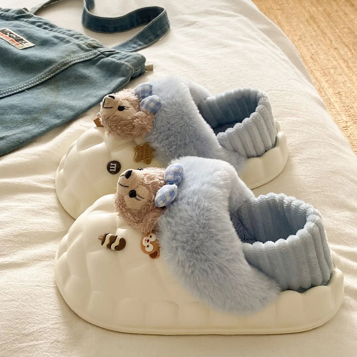 Disney Shelliemay Detachable Cotton Shoes Eva Thick Bottom With Velvet For Outer Wear, Warm And Waterproof Adult Cotton Dragging