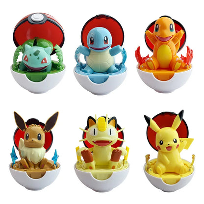 Original Pokemon Figure Pikachu Piplup Cubone Mimikyu Jigglypuff Cute Anime Ornament Pokeball Deforme Figurine Children Toy Gift