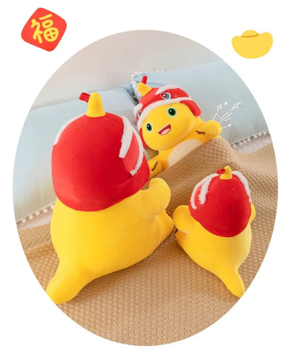 New Anime Cartoon Lion Dance Little Milk Dragon Doll Cute Dinosaur Stuffed Plush Toy Cute Doll Giving Girls Sleeping Pillow Gift