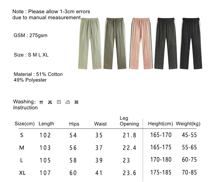 ZODF Spring Summer 275GSM Basic Side Webbing Trousers For Men Unisex American Retro Casual Sports Straight Pants HY0540