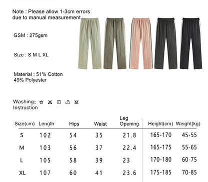 ZODF Spring Summer 275GSM Basic Side Webbing Trousers For Men Unisex American Retro Casual Sports Straight Pants HY0540