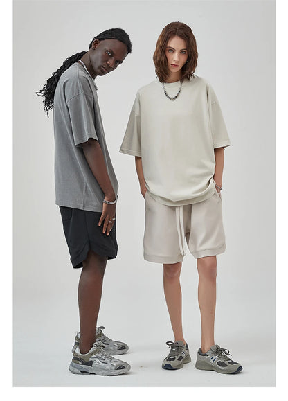 ZODF New Summer Solid Washed Cotton T-Shirts Streetwears For Men Unisex Retro High Street 275gsm Basic Tees Brand Tops HY0071