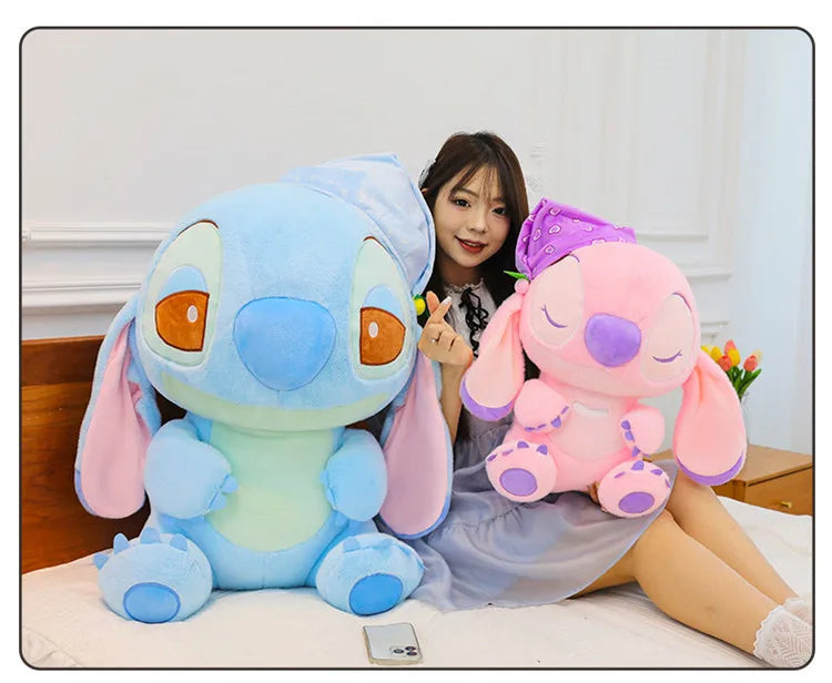 80cm Large Big Size Disney Stitch Sleeping Cute Anime Plush Stuffed Doll Room Plushies Pillow Ornaments Children's Holiday Gifts