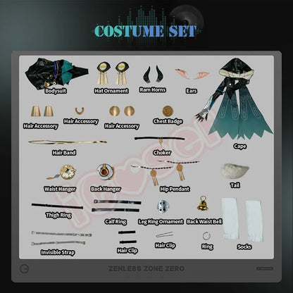 Zenless Zone Zero Lucia Cosplay Costume Wig Bodysuit Uniform Headwear Tail Spook Shack Halloween Party for Women Girls Outfit