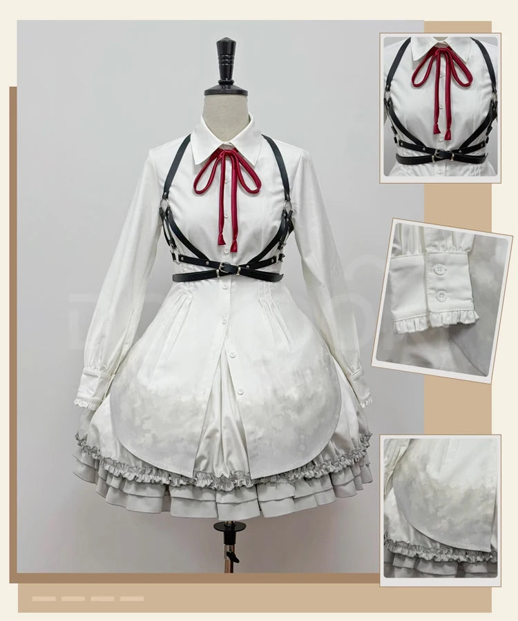 IN STOCK Akiyamaa Mizuki Mikuu Cosplay Costume Game Cosplay【XS-2XL】DokiDoki-R Women White Lolita Dress Mizu5 Cosplay Plus Size