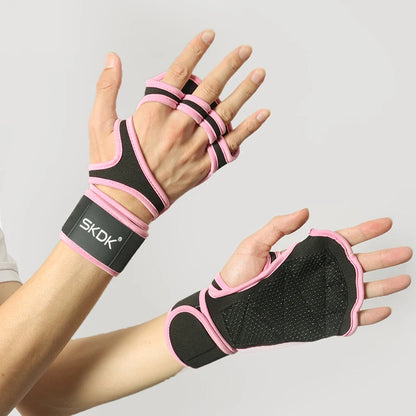 The Codex Women’s Pink Workout Gloves with Wrist Wraps Anti-Slip Silicone Palm Protection for Weight Lifting