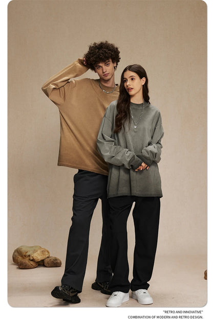 ZODF New 2024 Autumn Washed 100% Cotton T-Shirt For Men Unisex Loose Distressed 275gsm O Neck T Shirts Brand Tops HY0924