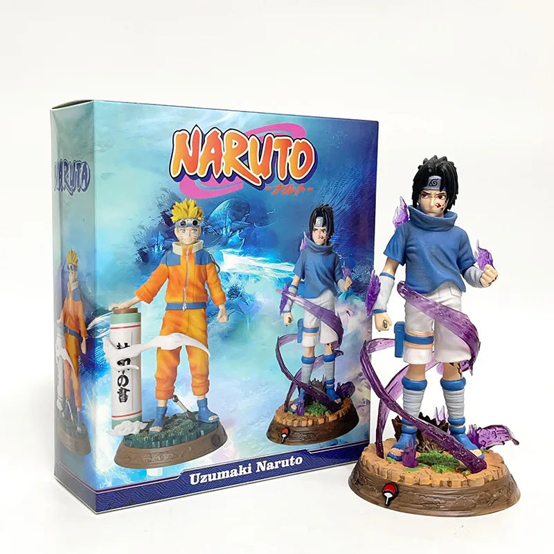 12cm Naruto Uzumaki Sasuke Anime PVC Action Figure Fighting Pose Model Toy Doll Collection - With box