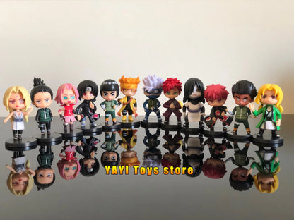 New 12pcs/set Anime Figure Naruto Shippuden Hinata Sasuke Itachi Kakashi Gaara Action Figure Q Version PVC Figures Toys  Gift
