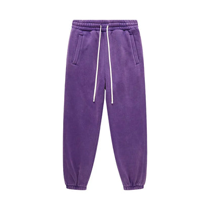 ZODF Vintage Men 360gsm Thick Fleece Sweatpants Women Unisex Loose Washed Distressed Warm Joggers Pants For Winter HY0749