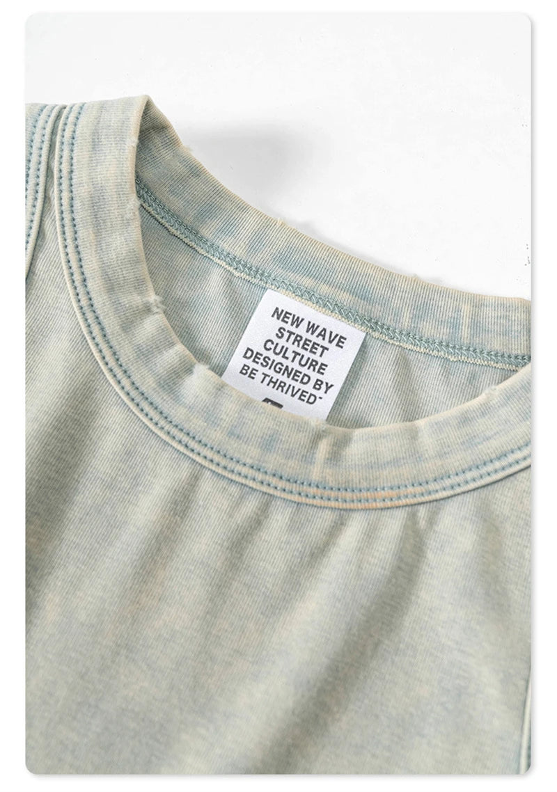 ZODF Women 2024 Summer Washed Tank Tops Female Hotsweet Girls 235gsm Slim Pleated Arc Hem Camisole TEE Streetwears HY0795