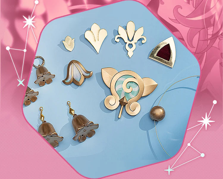 iCoser Honkai Star Rail Hyacine Cosplay Costume Wig Dress Hat Uniform Amphoreus Halloween Party for Women Girls Carnival Props