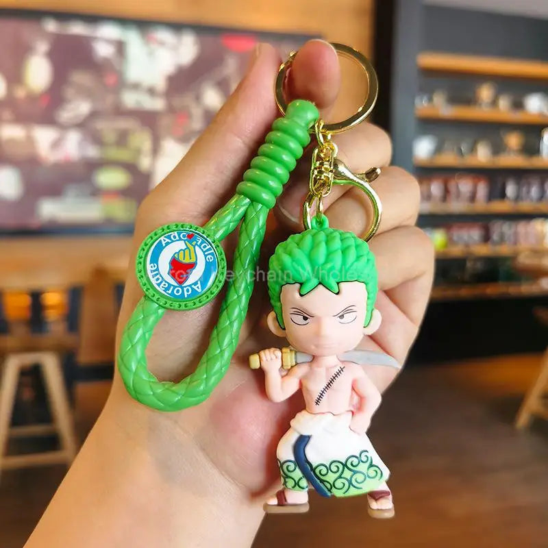Anime Dragon Ball One Piece Keychain Luffy Sauron Nami Chopper Silicone Cute Car Keyring Pendant Toys Birthday Kids Toys Gifts