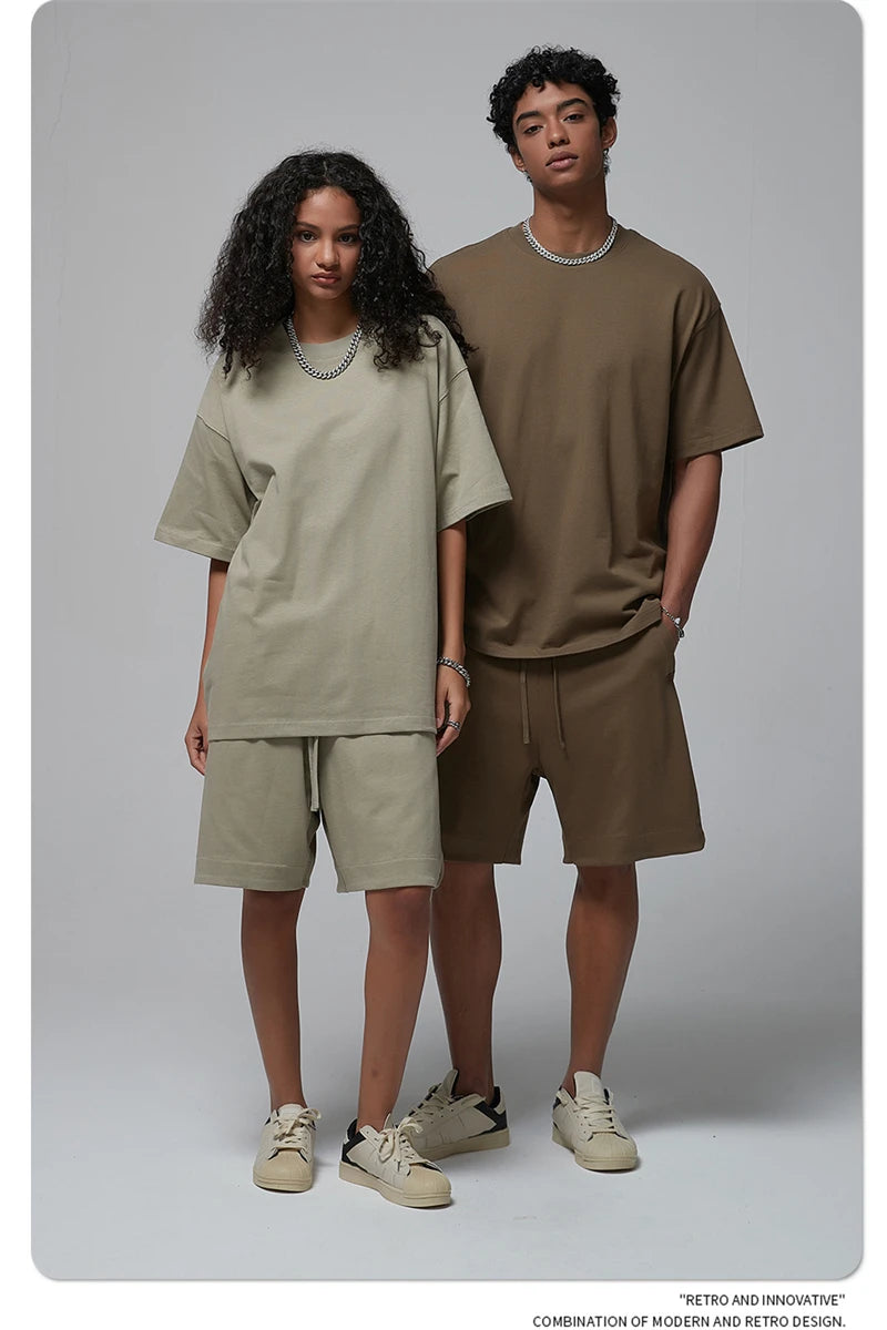 ZODF New Spring Summer Men 305gsm Cotton T Shirts Unisex Heavy Weight Oversized FG Noshrink Basic Solid T-Shirt Tees HY0165