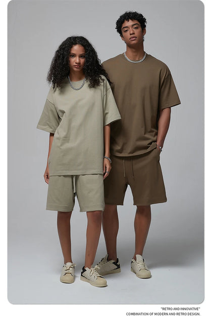 ZODF New Spring Summer Men 305gsm Cotton T Shirts Unisex Heavy Weight Oversized FG Noshrink Basic Solid T-Shirt Tees HY0165