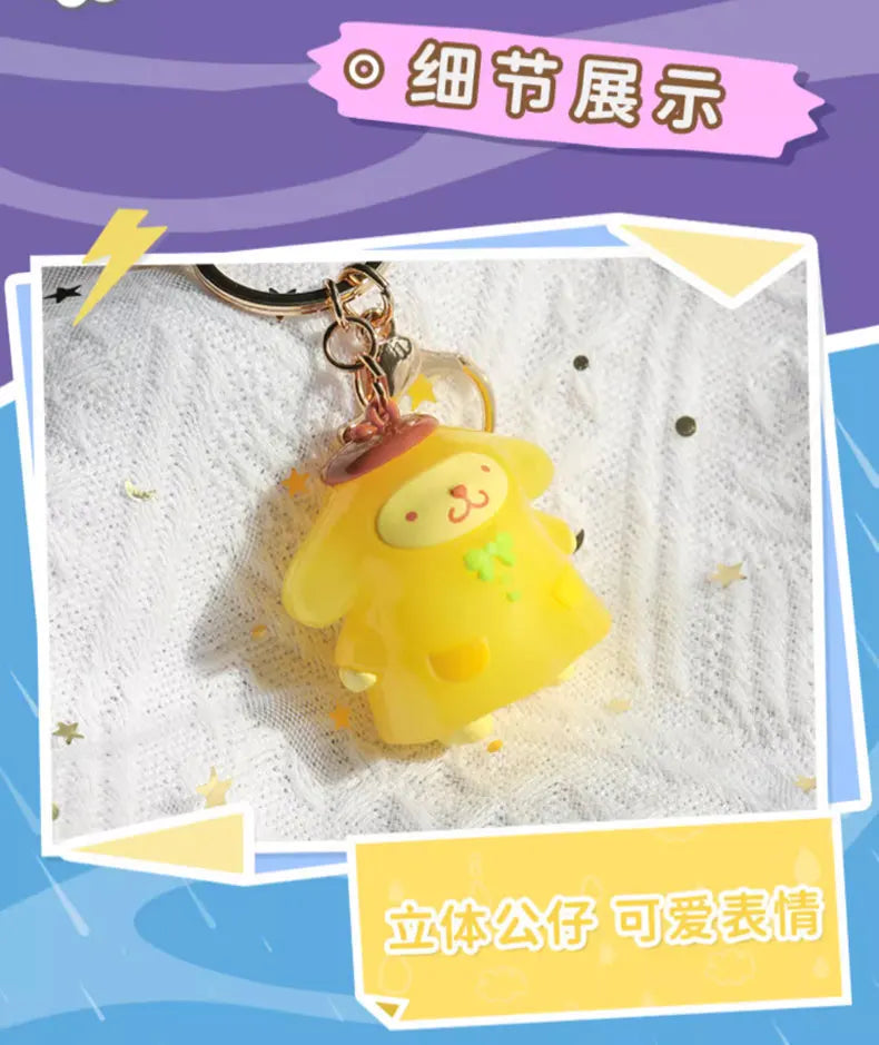 Sanrio Kuromi Pompompurin Mymelody Pochacco Hello Kitty Figure Pendant Keychain Holder Keychain Car Keyring Kids Birthday Gift