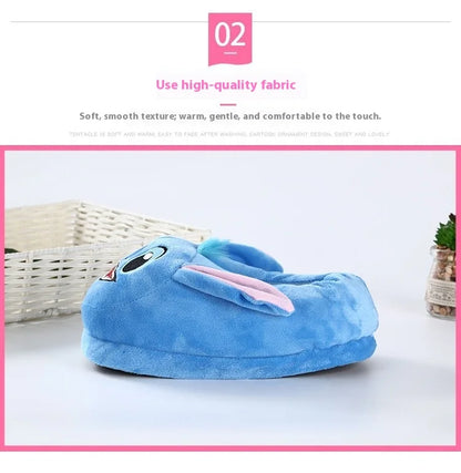Disney Stitch Cotton Slipper Anime Cartoon Winter Warm Indoor Shoes Toys Plush Stuffed Home Slippers Woman Girl Christmas Gifts