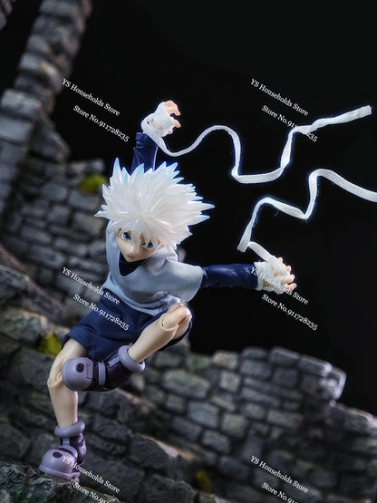 1/12 Killua Zoldyck Anime Boy Figure Mini T-shirt Shorts White Cloth Belt Clothes Toys Accessory For Hunter Shf 6inch Soldier