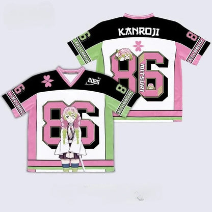 Demon Slayer Mitsuri Kanroji Anime Series Number 86 Jersey Oversize Kpop Baseball Hockey Outfit T-shirt Daily Unisex Tops Tees
