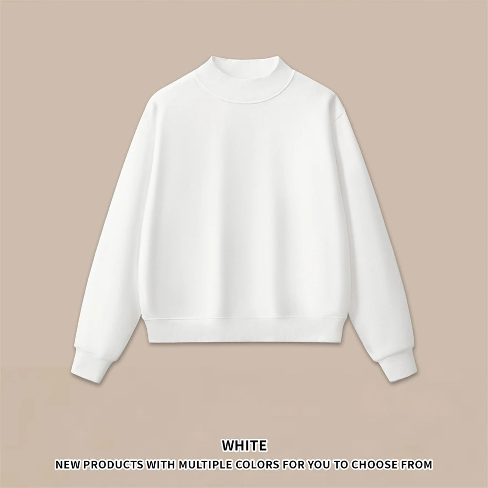 ZODF 2025 Winter Women 350gsm Warm Fleece Sweatshirts Girls Female Hip Hop Half Turtleneck Pullovers Brand Clothing HY056