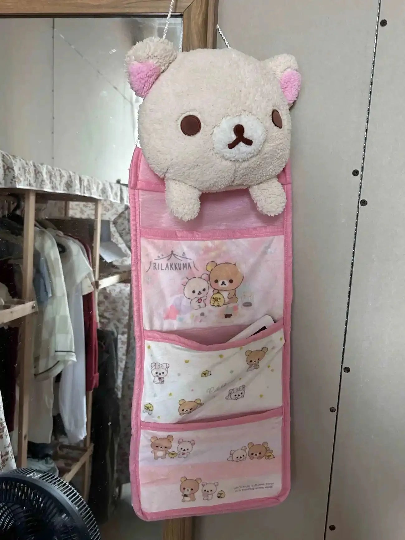 Kawaii Rilakkumas Wall Hanging Storage Bag Cartoon Rilakkumas Bear Door Hanging Bag Large Capacity Sundries Storage Bag Gifts