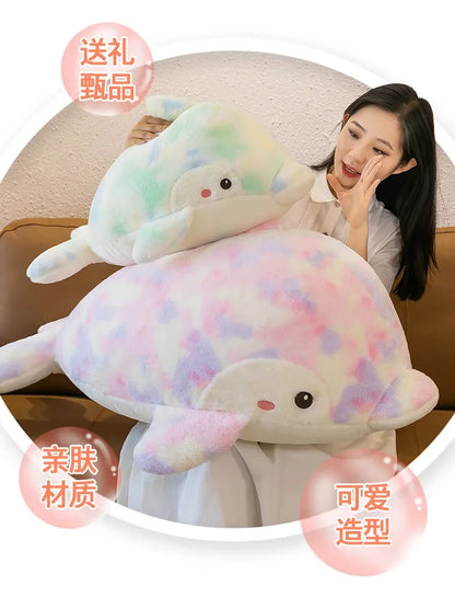50-80cm Kawaii Fantastic Rainbow Colorful Plush Dolphin Stuffed Animals Doll Decoration Birthday Gifts Soft Pillow Children Gift