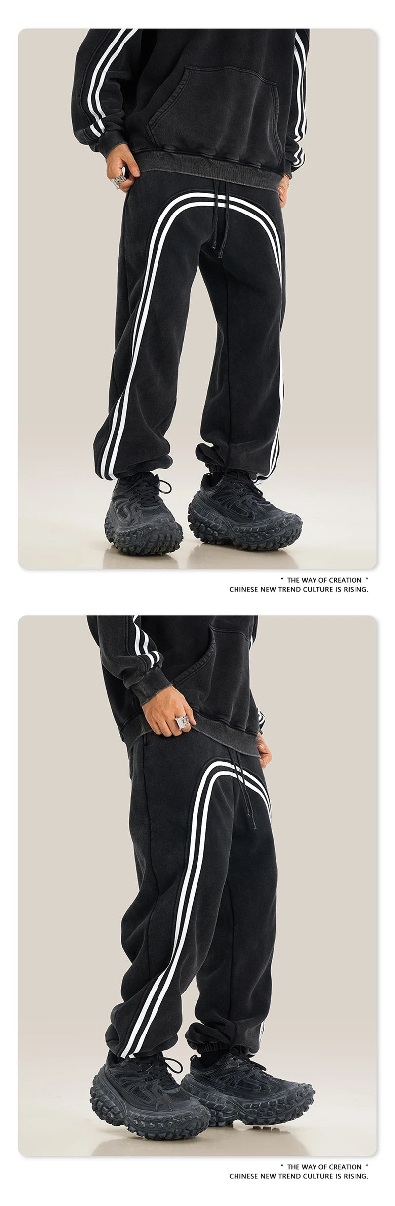 ZODF New Autumn Winter Men Fleece Sweatpants Women Unisex 332gsm Washed Ribbon Warm Joggers Pants Brand Clothes HY0877