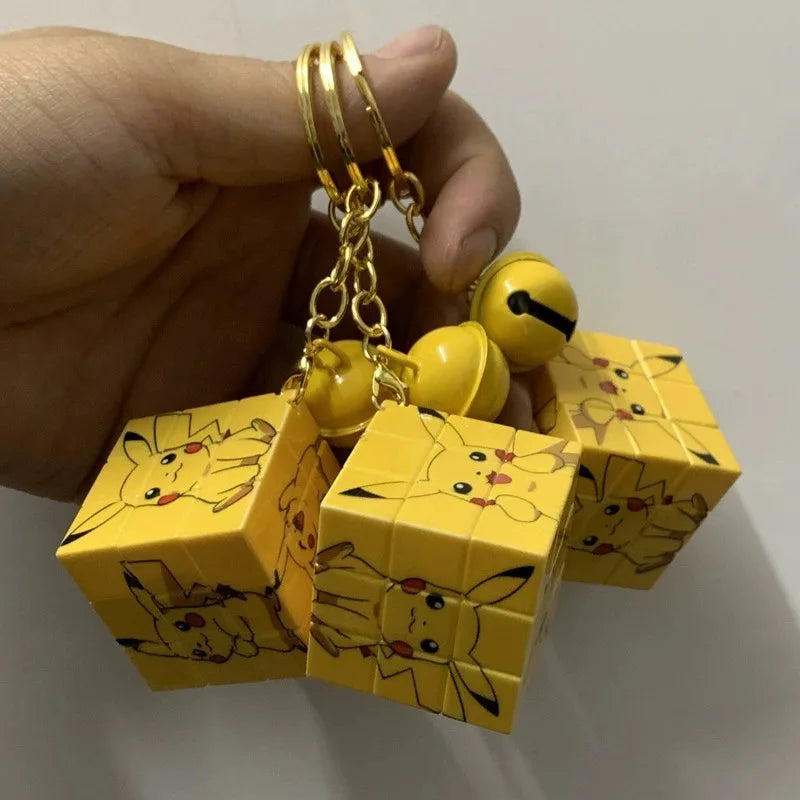 Pokemon Pikachu Mini Rubik's Cube Keychain Pendant Cute School Bag Pendant Thinking Cartoon Puzzle Kawaii Children Toys