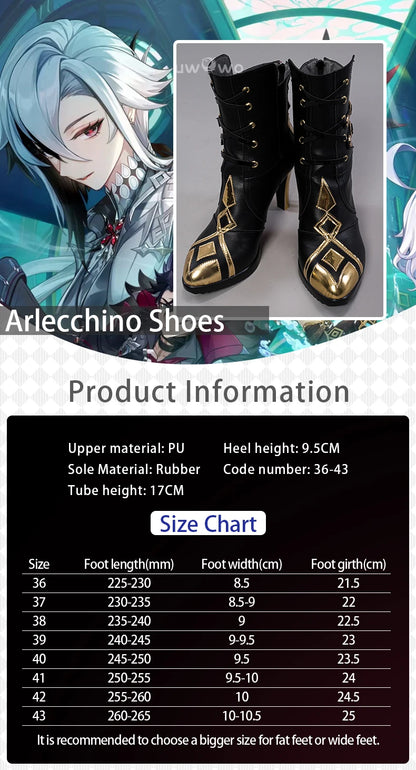 LAST BATCH UWOWO Game Genshin Impact Cosplay Fatui Harbinger The Knave Arlecchino Costume Shoes Boots