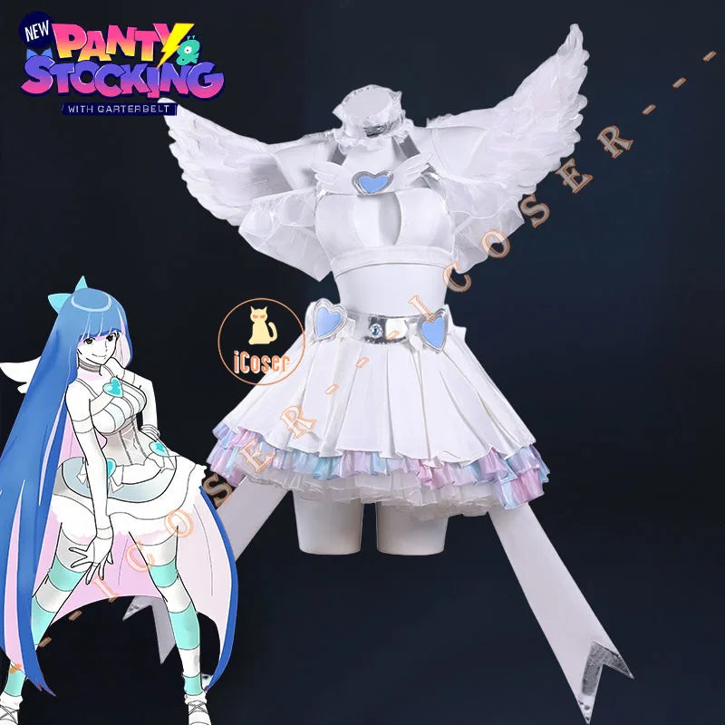 Anime New Panty Stocking with Garterbelt Stocking Cosplay Costume Angel Skirt Stockiel Anarchy Wings Halloween Women Girls Cos