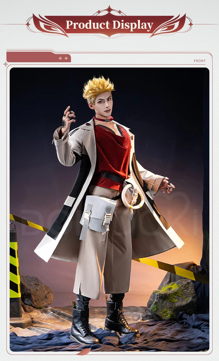 Enjin Cosplay Costume Anime Gachiakuta Cosplay【XS-3XL】DokiDoki-R Enjin Costume Windbreaker Janitor Men Bag Toge Wig Plus Size